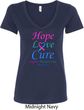 Ladies Thyroid Cancer Hope Love Cure V-Neck