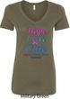 Ladies Thyroid Cancer Hope Love Cure V-Neck