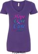 Ladies Thyroid Cancer Hope Love Cure V-Neck