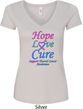 Ladies Thyroid Cancer Hope Love Cure V-Neck