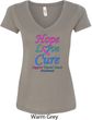 Ladies Thyroid Cancer Hope Love Cure V-Neck