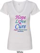 Ladies Thyroid Cancer Hope Love Cure V-Neck