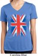 Ladies UK Flag Shirt Union Jack Moisture Wicking V-neck Tee T-Shirt