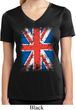 Ladies UK Flag Shirt Union Jack Moisture Wicking V-neck Tee T-Shirt