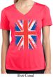 Ladies UK Flag Shirt Union Jack Moisture Wicking V-neck Tee T-Shirt