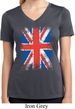 Ladies UK Flag Shirt Union Jack Moisture Wicking V-neck Tee T-Shirt