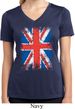 Ladies UK Flag Shirt Union Jack Moisture Wicking V-neck Tee T-Shirt