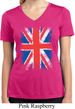 Ladies UK Flag Shirt Union Jack Moisture Wicking V-neck Tee T-Shirt