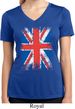 Ladies UK Flag Shirt Union Jack Moisture Wicking V-neck Tee T-Shirt