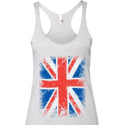 Ladies UK Flag Tanktop Union Jack Tri Blend Racerback Tank Top