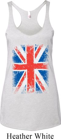 Ladies UK Flag Tanktop Union Jack Tri Blend Racerback Tank Top