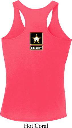 Ladies US Army Back Print Dry Wicking Racerback