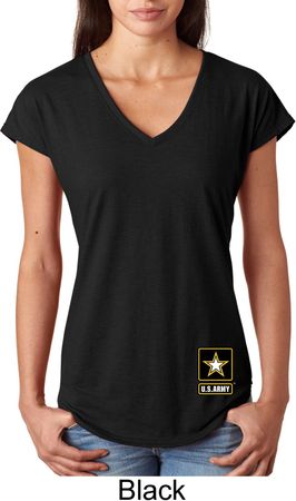 Ladies US Army Bottom Print Tri Blend V-neck