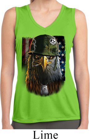 Ladies USA Tank Top American Eagle Dry Wicking Sleeveless Shirt