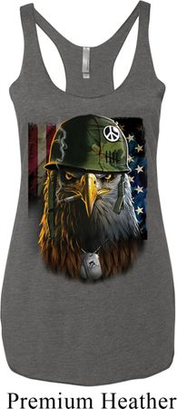 Ladies USA Tank Top American Eagle Tri Blend Racerback