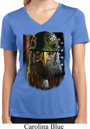 Ladies USA Tee American Eagle Moisture Wicking V-neck