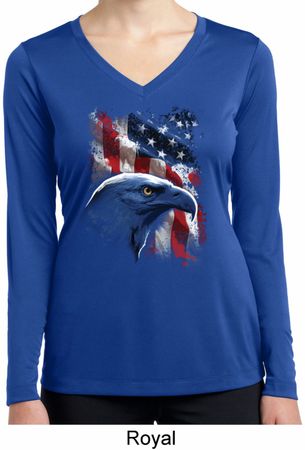 Ladies USA Tee American Icon Moisture Wicking Long Sleeve