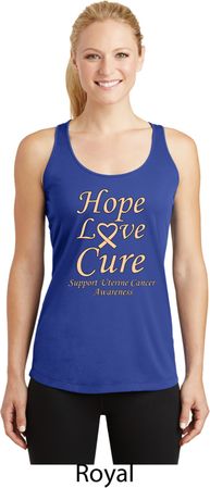 Ladies Uterine Cancer Hope Love Cure Dry Wicking Racerback