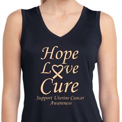 Ladies Uterine Cancer Hope Love Cure Dry Wicking Sleeveless Shirt