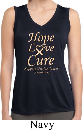 Ladies Uterine Cancer Hope Love Cure Dry Wicking Sleeveless Shirt