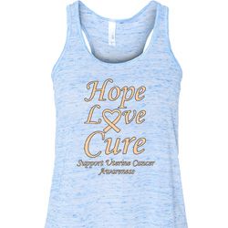 Ladies Uterine Cancer Hope Love Cure Flowy Racerback