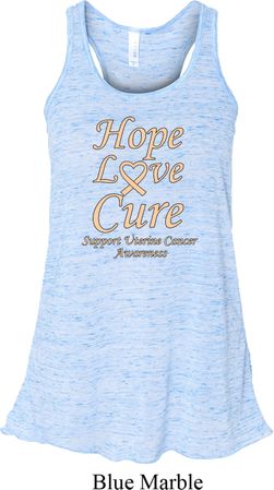 Ladies Uterine Cancer Hope Love Cure Flowy Racerback