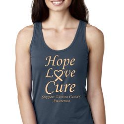 Ladies Uterine Cancer Hope Love Cure Ideal Racerback
