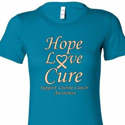 Ladies Uterine Cancer Hope Love Cure Longer Length Shirt