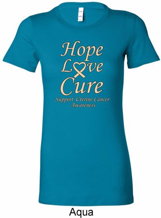 Ladies Uterine Cancer Hope Love Cure Longer Length Shirt