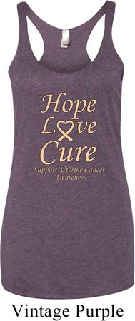 Ladies Uterine Cancer Hope Love Cure Tri Blend Racerback
