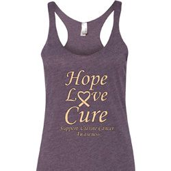 Ladies Uterine Cancer Hope Love Cure Tri Blend Racerback