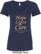 Ladies Uterine Cancer Hope Love Cure V-Neck