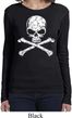 Ladies White Distressed Skull Long Sleeve Shirt