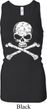 Ladies White Distressed Skull Longer Length Racerback Tank Top