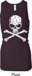Ladies White Distressed Skull Longer Length Racerback Tank Top