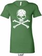Ladies White Distressed Skull Longer Length Shirt