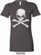 Ladies White Distressed Skull Longer Length Shirt