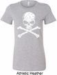 Ladies White Distressed Skull Longer Length Shirt
