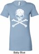 Ladies White Distressed Skull Longer Length Shirt