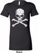 Ladies White Distressed Skull Longer Length Shirt