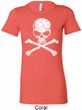 Ladies White Distressed Skull Longer Length Shirt