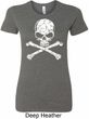 Ladies White Distressed Skull Longer Length Shirt