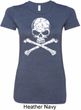 Ladies White Distressed Skull Longer Length Shirt
