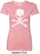 Ladies White Distressed Skull Longer Length Shirt