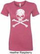 Ladies White Distressed Skull Longer Length Shirt