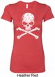 Ladies White Distressed Skull Longer Length Shirt
