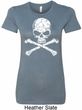 Ladies White Distressed Skull Longer Length Shirt