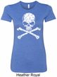 Ladies White Distressed Skull Longer Length Shirt