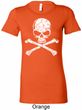 Ladies White Distressed Skull Longer Length Shirt