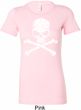 Ladies White Distressed Skull Longer Length Shirt